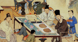仇英创作的《竹林品古》展现了什么样的绘画技巧?