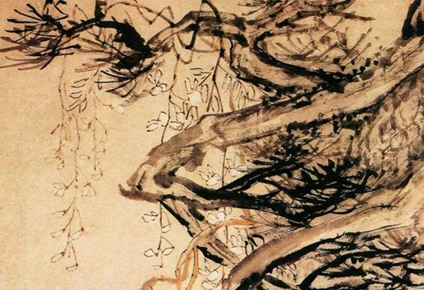 《松藤图》:清代扬州画派画家李鱓所作,为立轴绘画作品